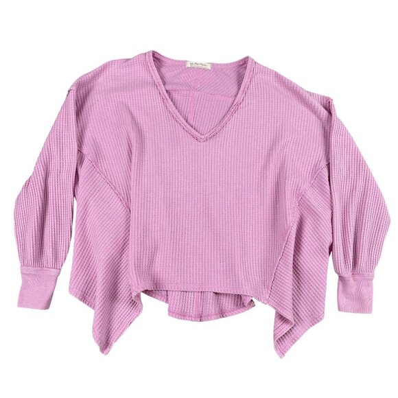 Free People We the Free Womens Slouchy Pink Thermal Shirt Sz Small - Picture 2 of 5